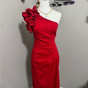 Elegant Red One-Shoulder Dress
